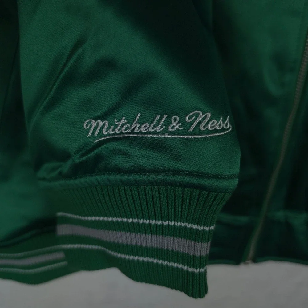 Philadelphia Eagles Mitchell & Ness NFL XL XLarge Satin Jacket Green Gray NWT